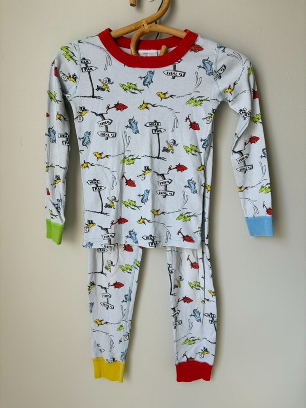 Hanna Andersson Dr. Seuss Red Fish Blue Fish Organic Cotton Pajamas Kids 6-7